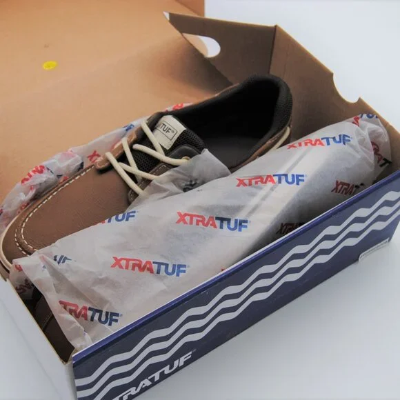 XtraTuf Finatic Boat Shoe Mens size 9 Tan/Choc New Slip-resistant Breathable - Picture 5 of 6